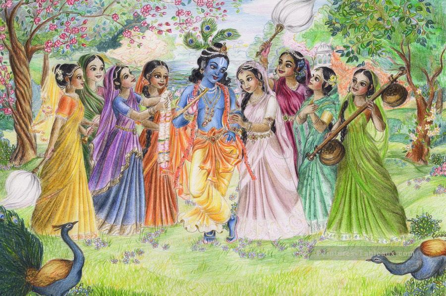 Radha Krishna 34 Hindou Peintures à l'huile